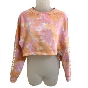 Sarah’s Day x White Fox Cali Babe Sunset Tie Dye Cropped Sweatshirt Pink Small